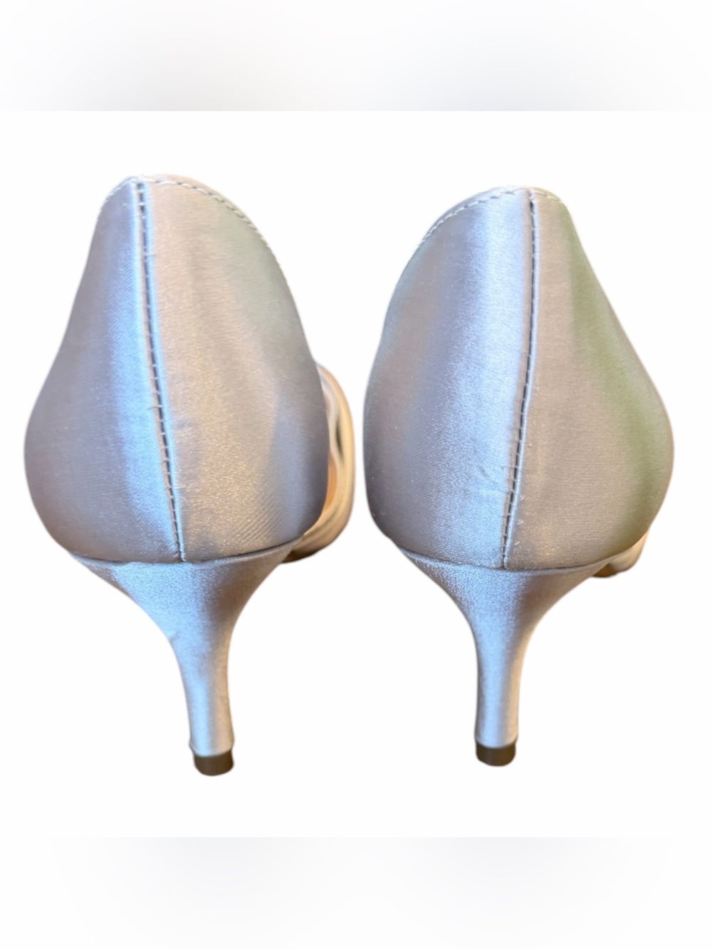 Nina light grey Satin Pointed Kitten Heel Pumps - Picture 5 of 10